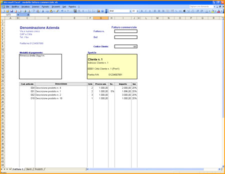 Fattura in excel da scaricare gratis