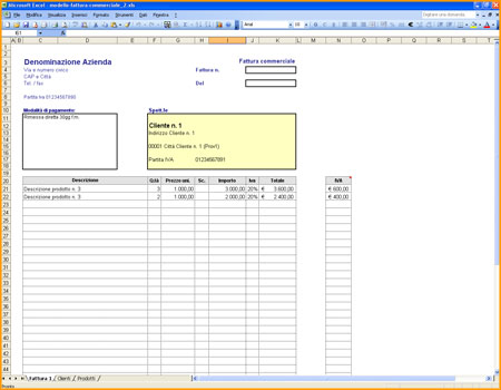 fattura xls