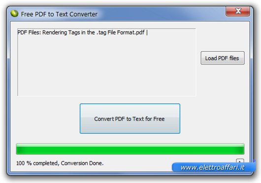 Interfaccia grafica del programma Free PDF to Text Converter