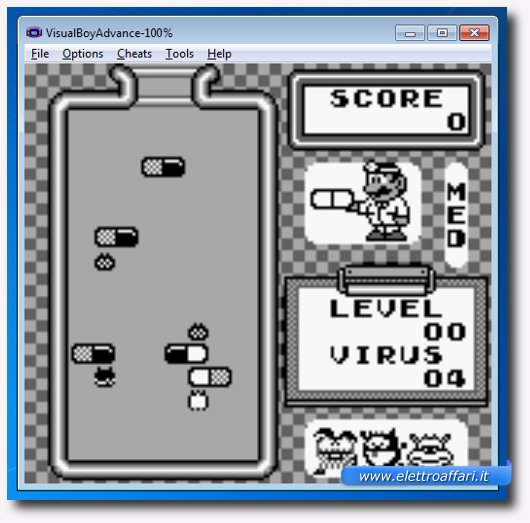 Interfaccia grafica dell'emulatore Visual Boy Advance