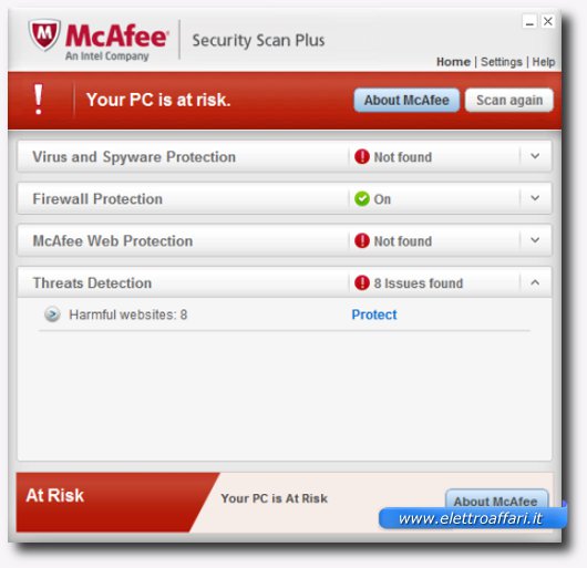Immagine dell'antivirus online McAfee Security Scan Plus