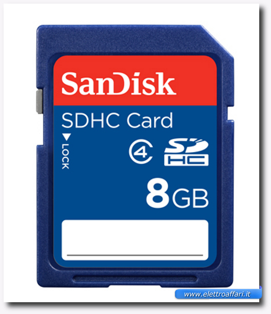 Immagine di una scheda SD SanDisk 8 GB