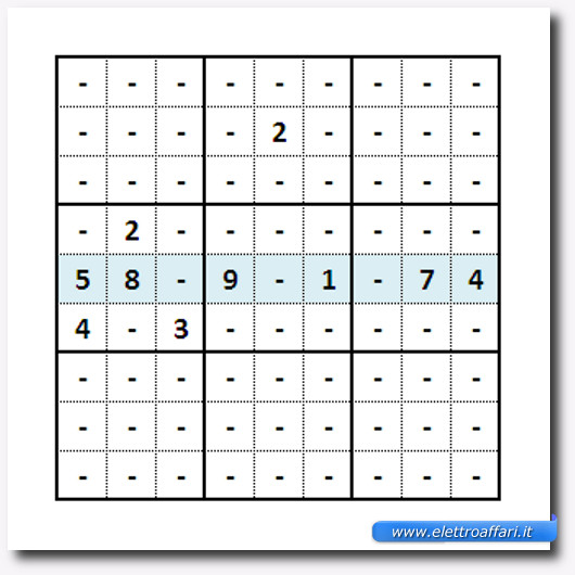 Immagine di uno schema Sudoku con la seconda soluzione possibile