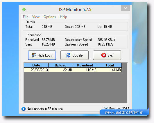 Interfaccia del programma ISP Monitor
