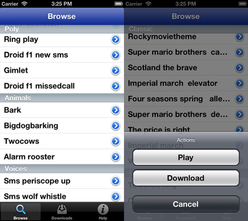 applicazione Text Tones - 500 special sound for text messages per iPhone