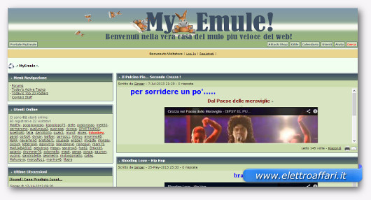 Interfaccia grafica del sito MyEmule