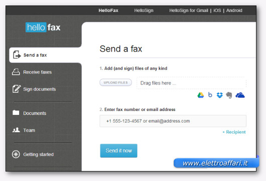 Immagine del servizio HelloFax per spedire fax online