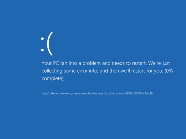 Schermata Blu Windows 8