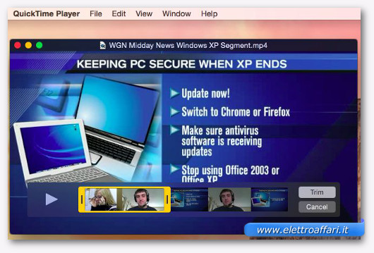 tagliare un video su mac