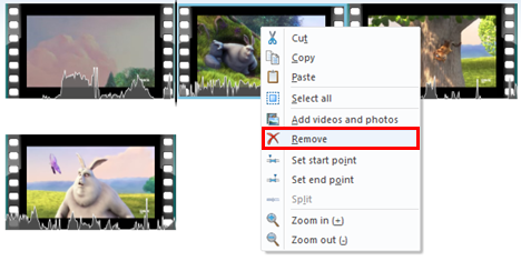 rimozione del video in windows movie maker