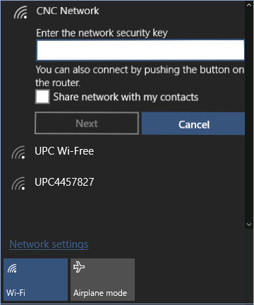 inserimento della password per connettersi