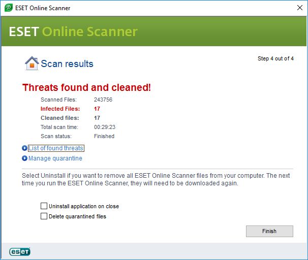 Scansione antivirus online con ESET Online Scanner