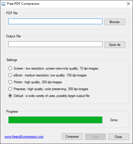 Comprimere File PDF Online o su Windows Gratis - Free PDF Compressor
