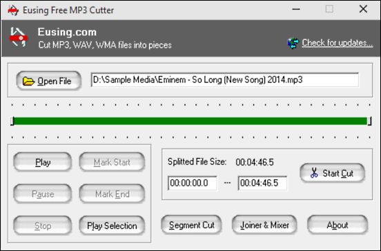 I Migliori 5 Programmi per Tagliare File Audio su Windows 10 - Eusing Free Mp3 Cutter