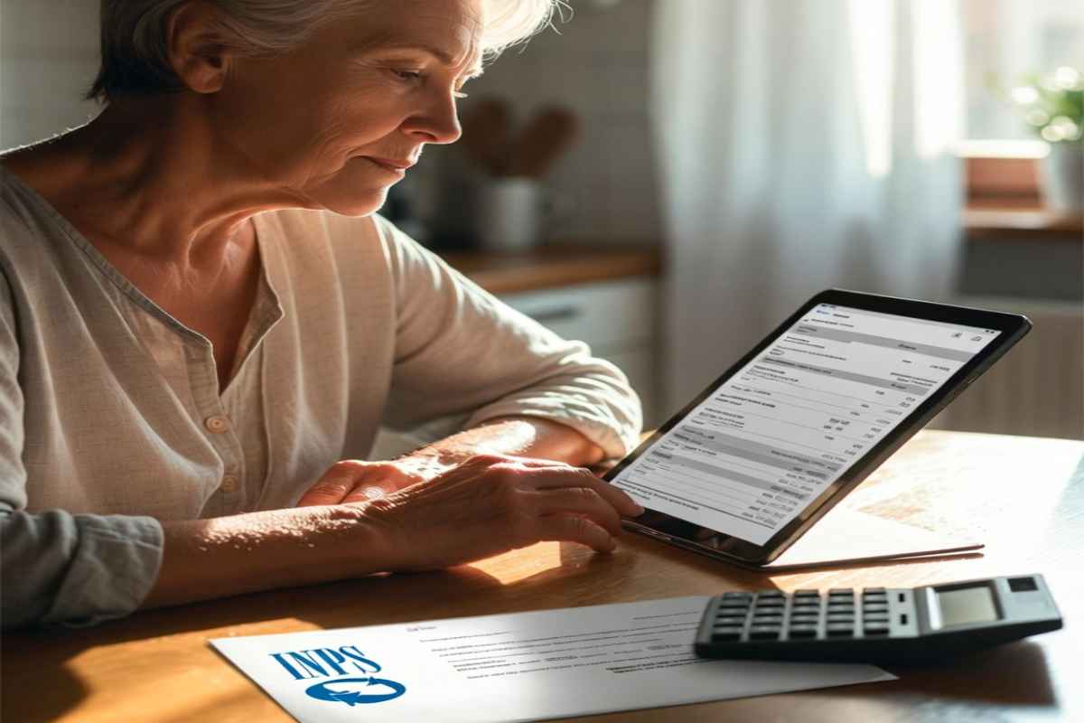 donna con portatile davanti fa i conti con la pensione