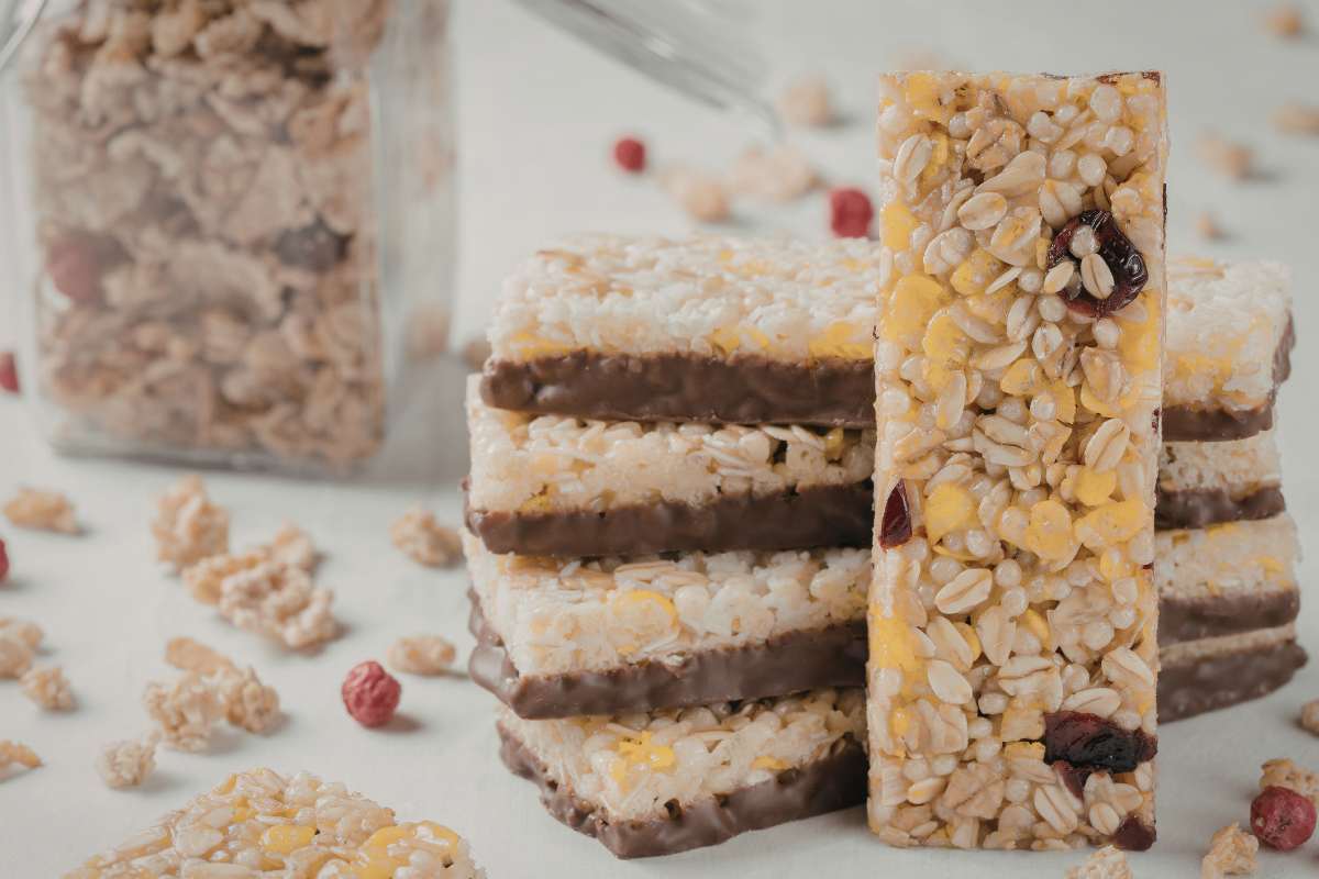 barrette con frutta e cioccolata